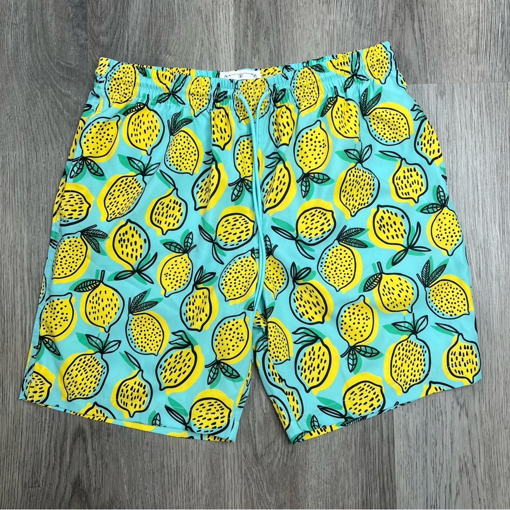 RSVLTS Hybrid Shorts Lemon Tropical Swim Trunks‎ Men’s Size Small Unlined 7”